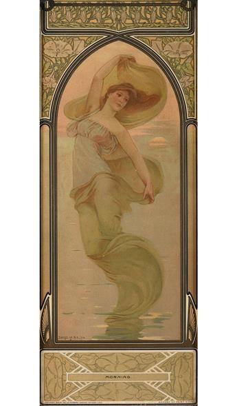 GEORGE RANDOLPH BARSE JR. (1861-1938). [THE TIMES OF DAY / FAIRY SOAP.] Group of 4 decorative panels. 1904. Each 18x7 inches, 47x18 cm.